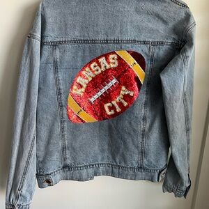 QUEEN OF SPARKLES Kansas City Chiefs Football Jean Jacket